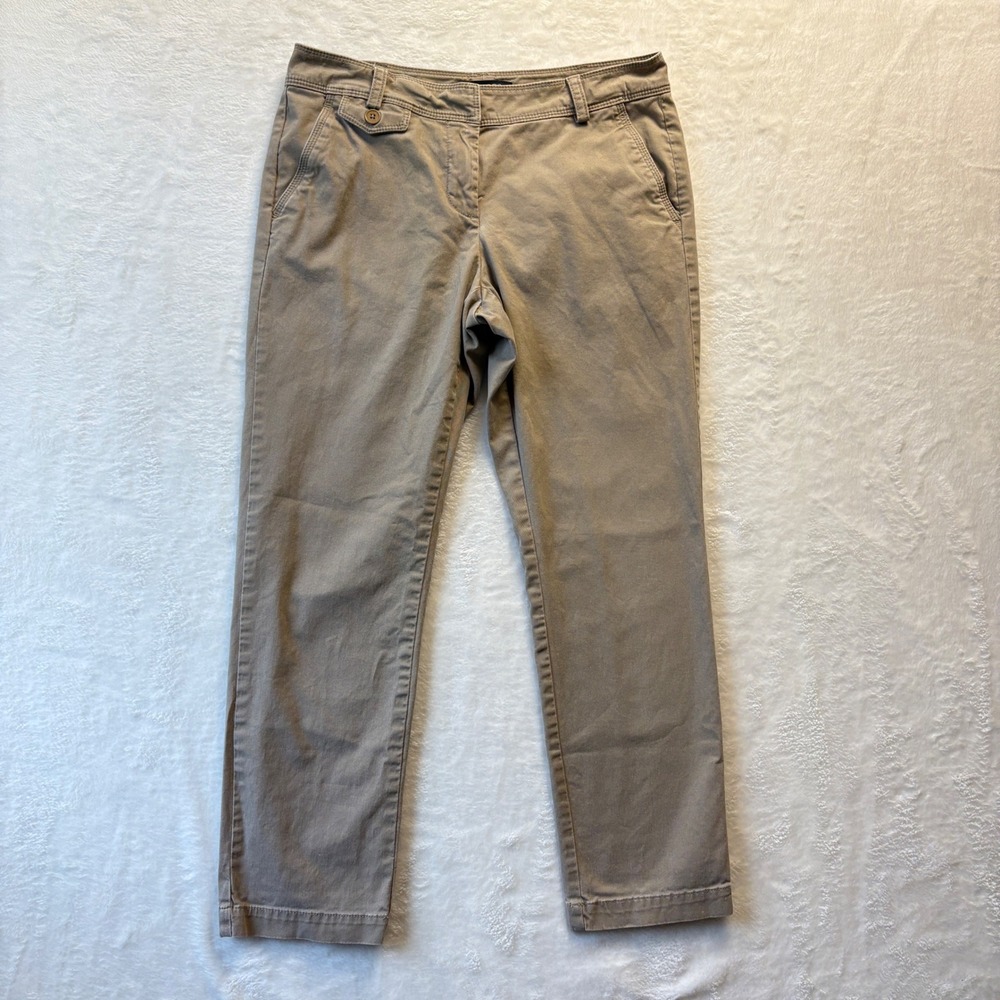 Talbots Pants Women Sz‎ 6 Petite Khaki Tan Signature Chino Stretch Ankle Classic